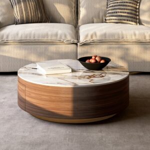 Bentley Round Drum Sintered Stone Coffee Table