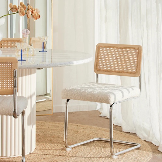Kaye Rattan Bouclé Dining Chair
