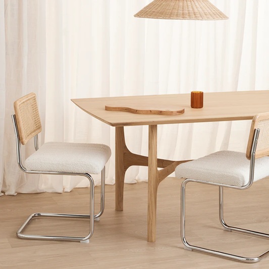 Kaye Rattan Bouclé Dining Chair