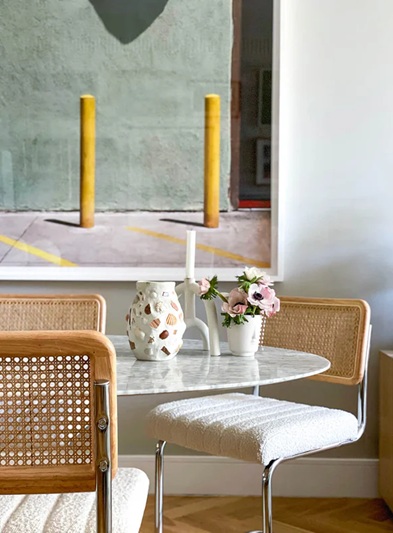 Kaye Rattan Bouclé Dining Chair