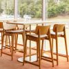 Blake Rattan Leather Bar Stool