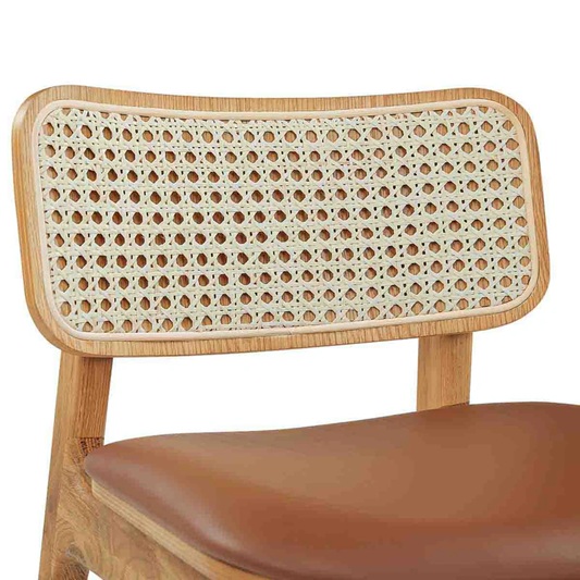 Blake Rattan Leather Bar Stool