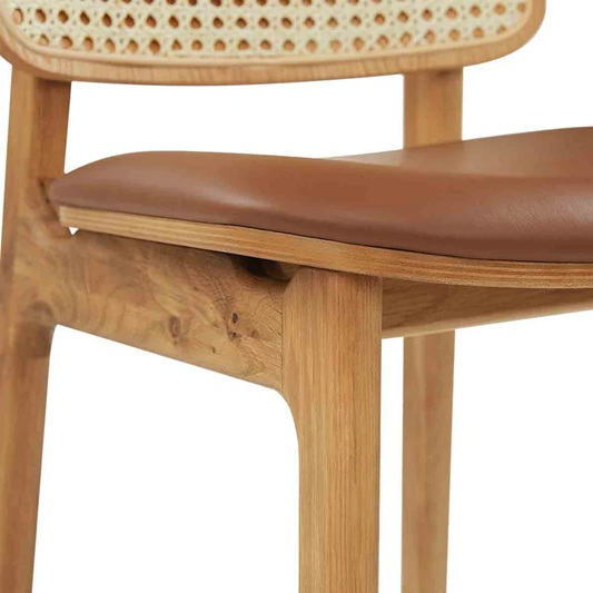 Blake Rattan Leather Bar Stool